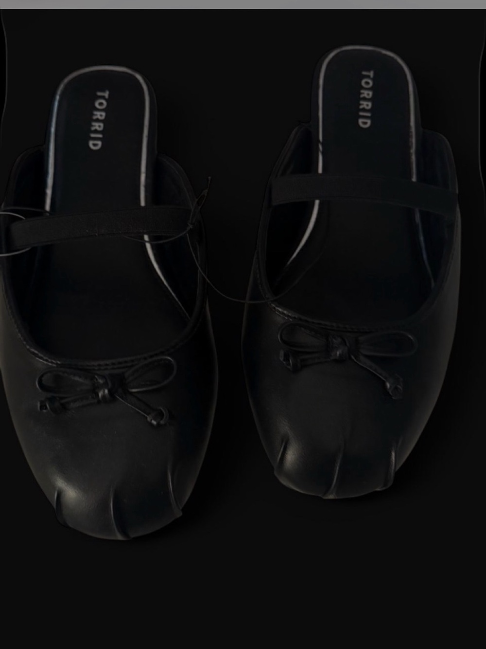 torrid Black Leather Bow Ballet Mule Flats